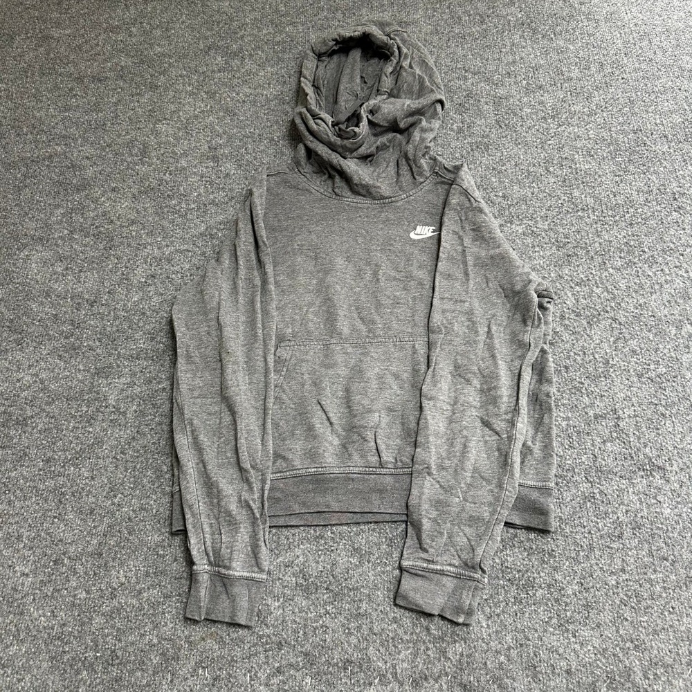 Nike Hoodie Womens Size S Gray Funnel Neck Pullover Long Sleeve Sweatshirt